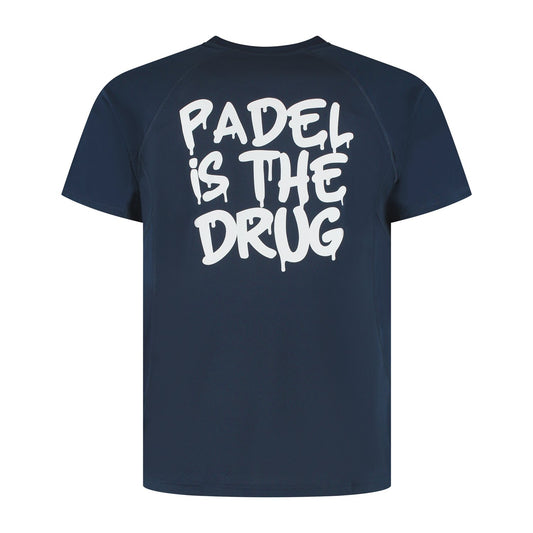 T-shirt Donkerblauw | Dry Fit Edition | Padel Is The Drug